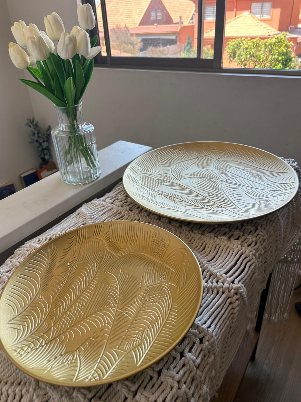 Set de 2 platos decorativos - Diseño hojas