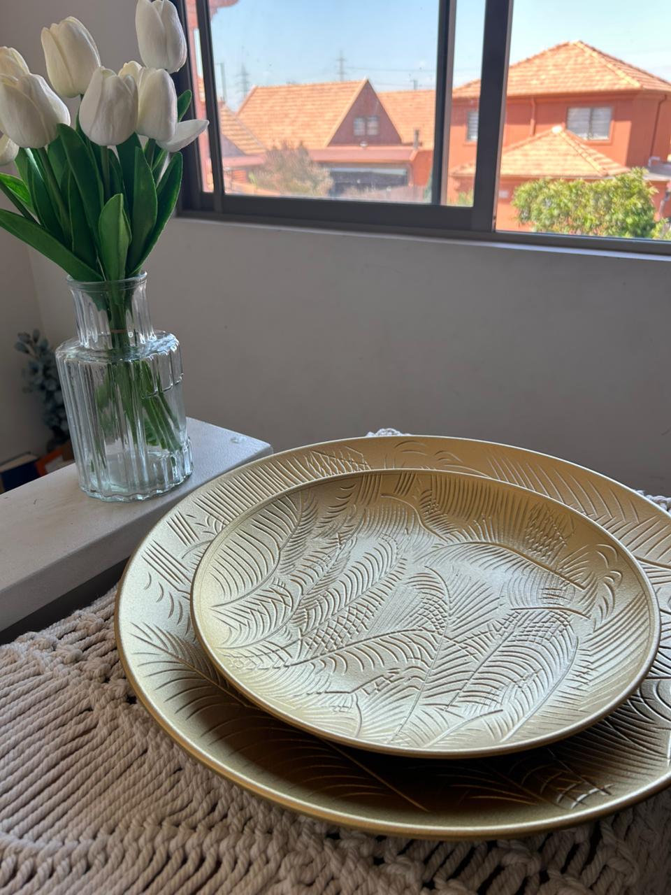 Set de 2 platos decorativos - Diseño hojas