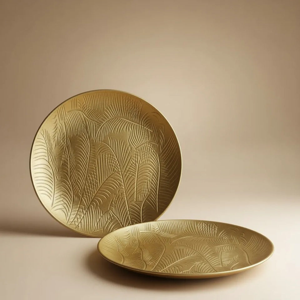 Set de 2 platos decorativos - Diseño hojas