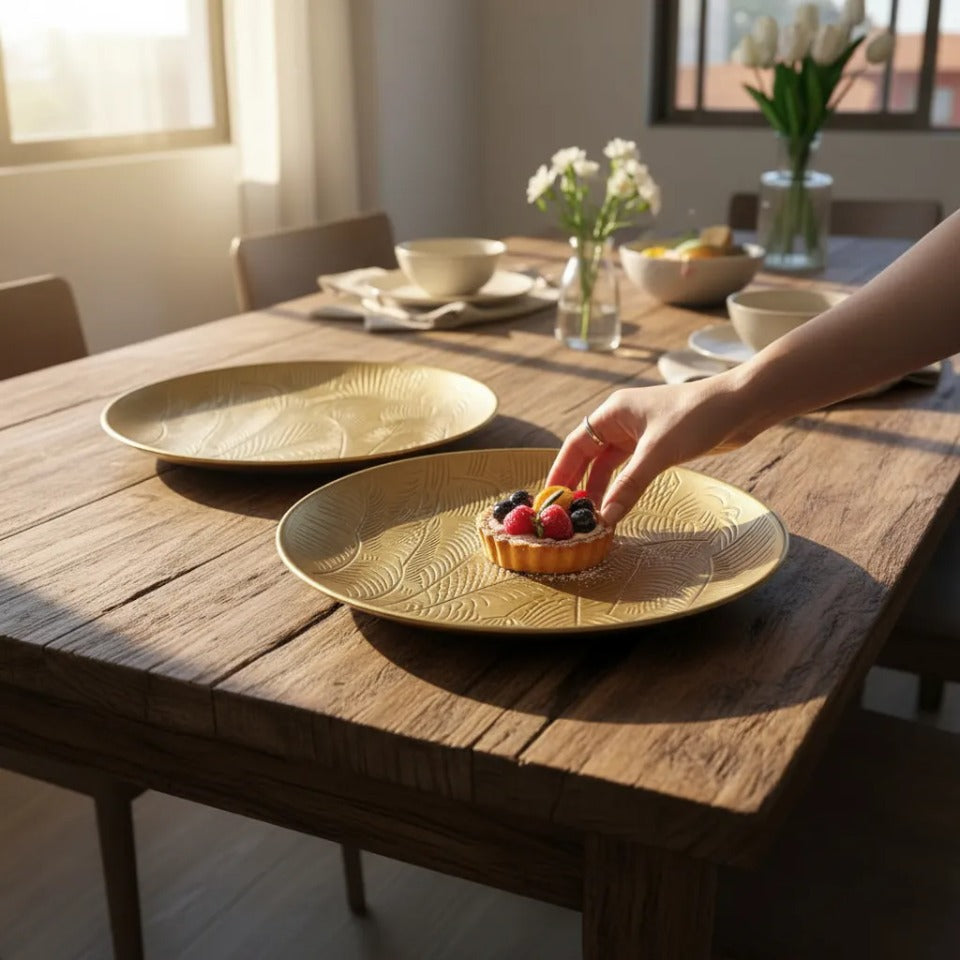 Set de 2 platos decorativos - Diseño hojas