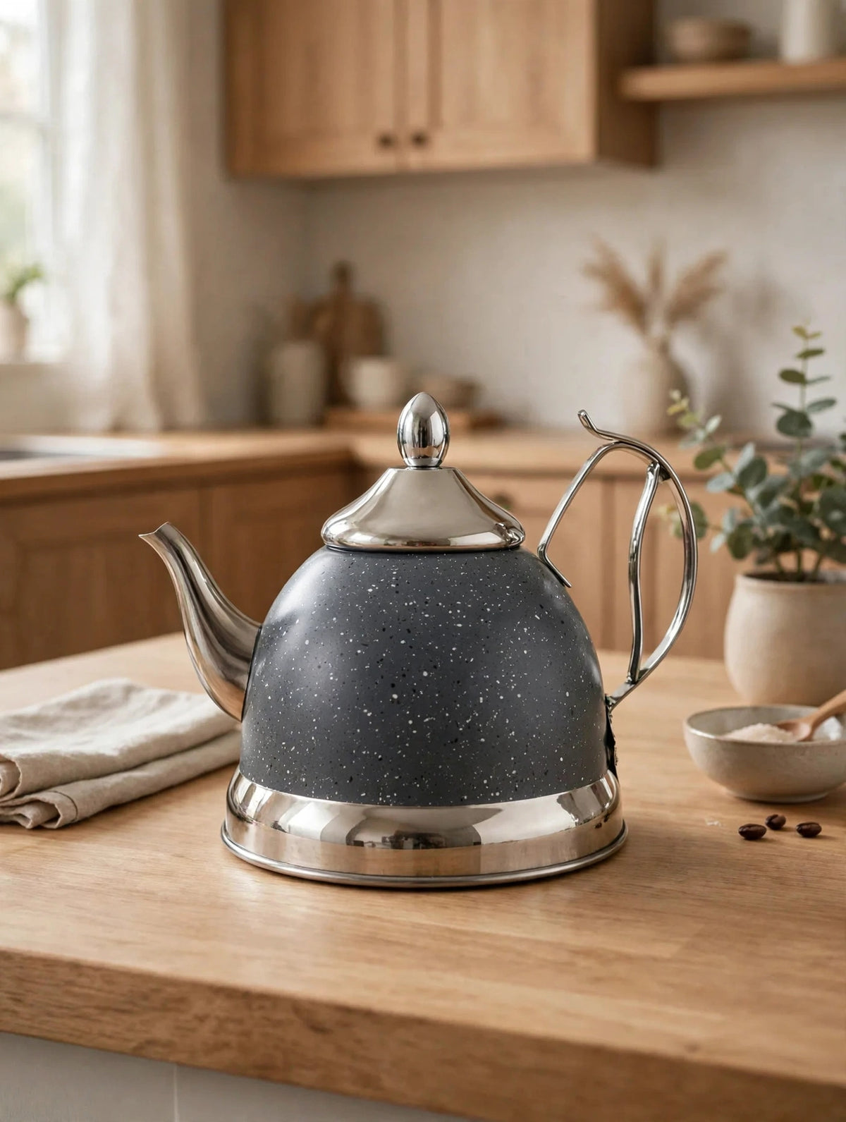 Tetera de Acero Inoxidable 1 Litro Diseño Moteado Gris