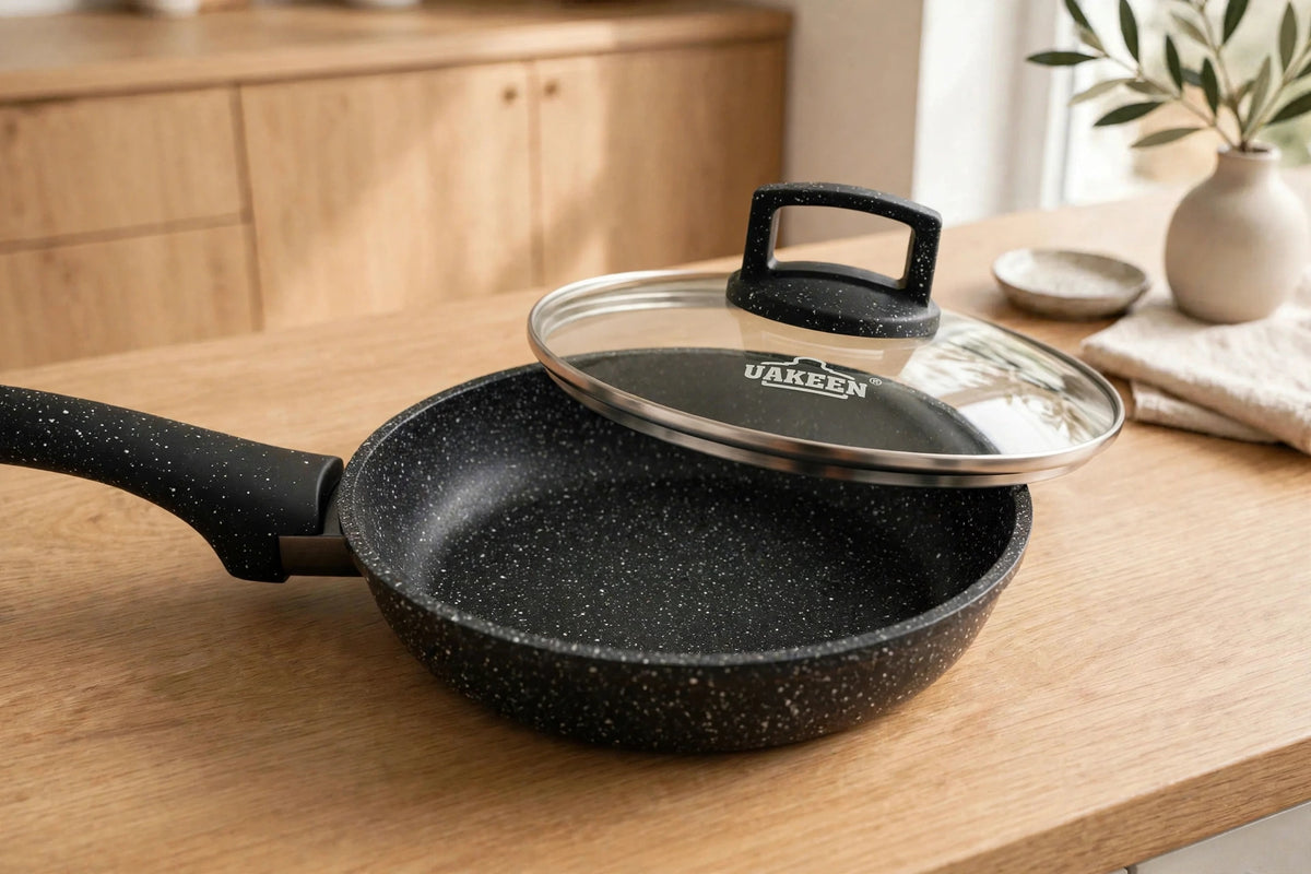 Sartén Profundo Antiadherente 16 Cm Con Tapa De Vidrio Uakee