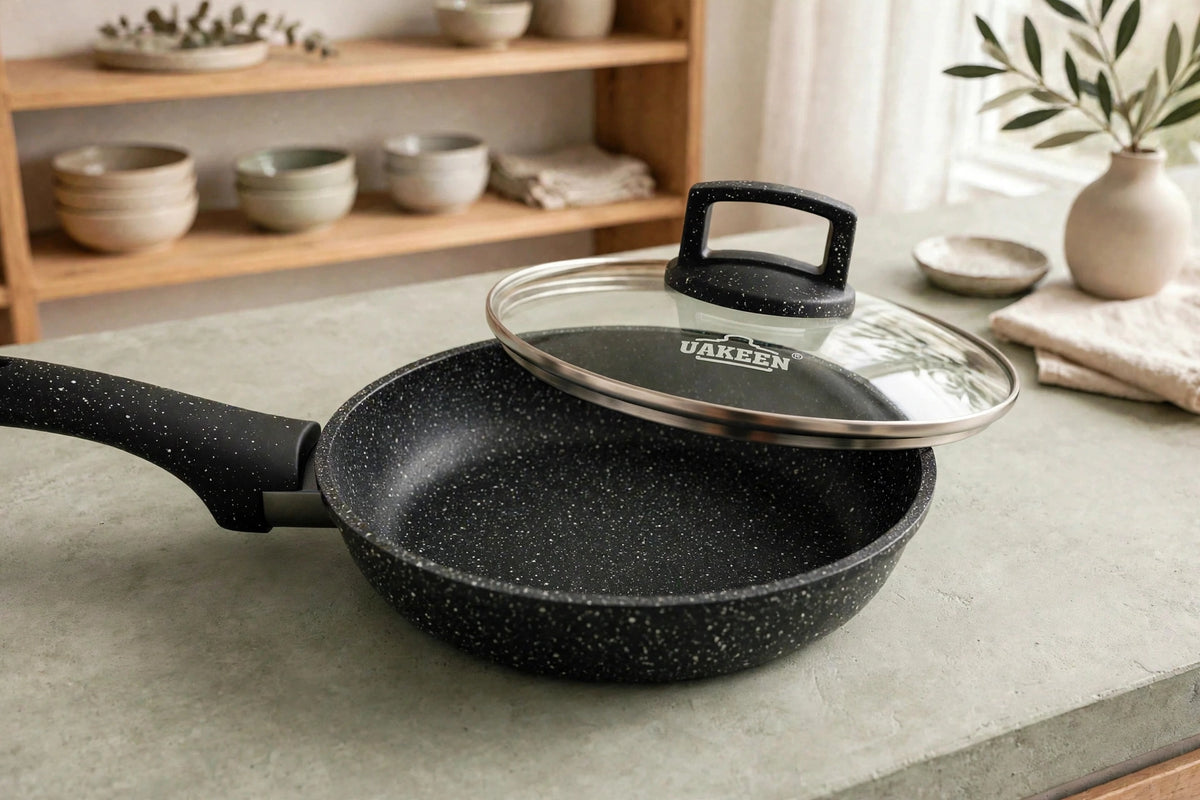 Sartén Profundo Antiadherente 16 Cm Con Tapa De Vidrio Uakee
