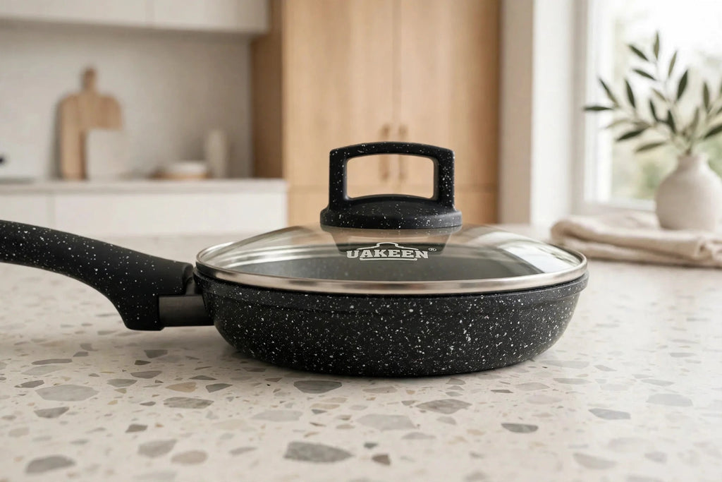 Sartén Profundo Antiadherente 16 Cm Con Tapa De Vidrio Uakee