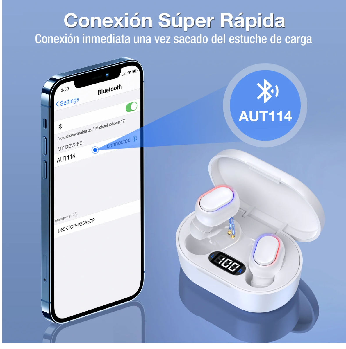 Auriculares inalámbricos AUT114 blanco