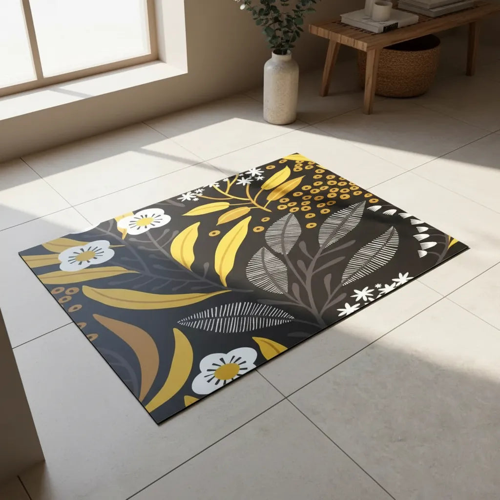 Alfombra Vinílica Decorativa 40×60 Cm - Botanical Noir