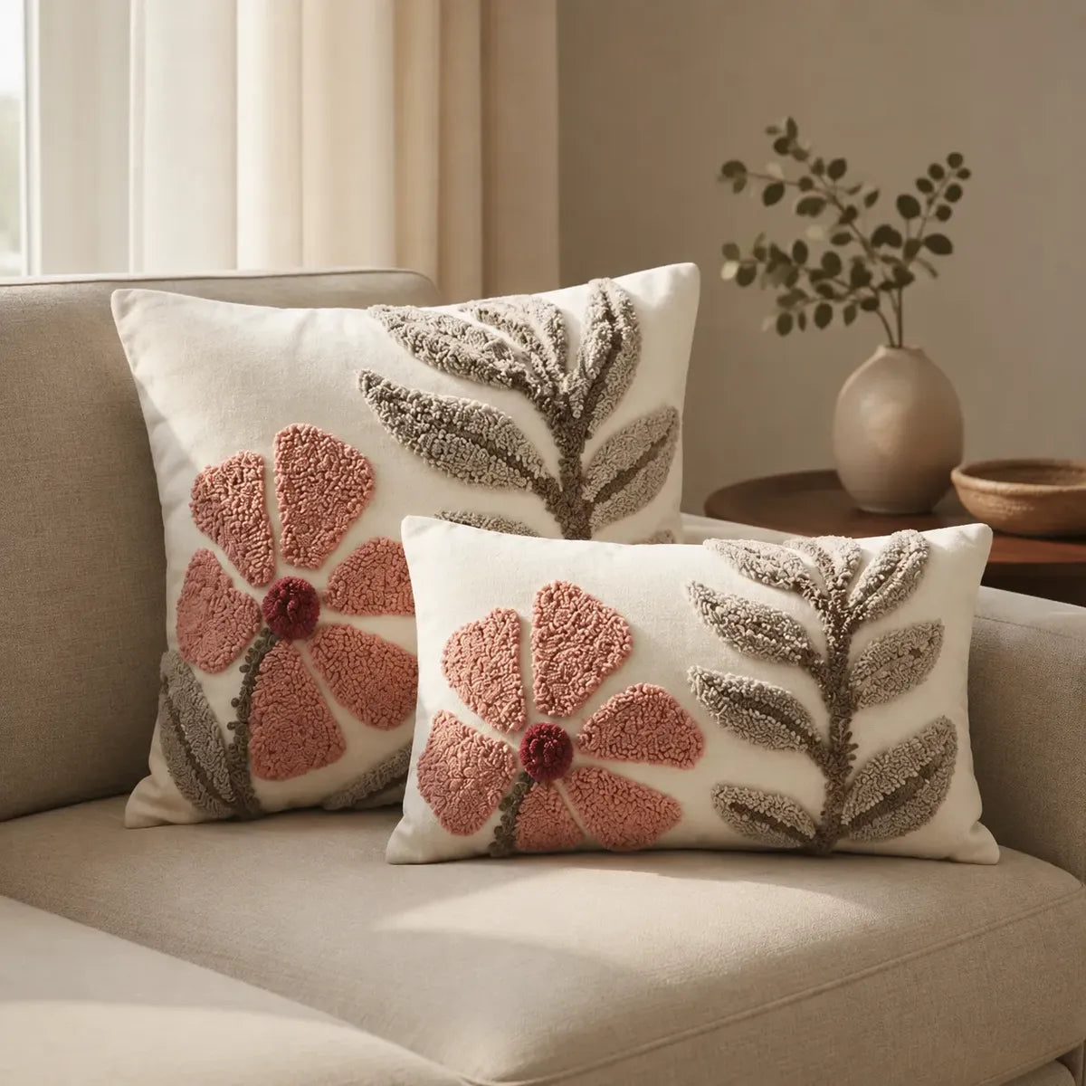 Fundas de cojines Boho Botánica Rosé 45cmx45cm