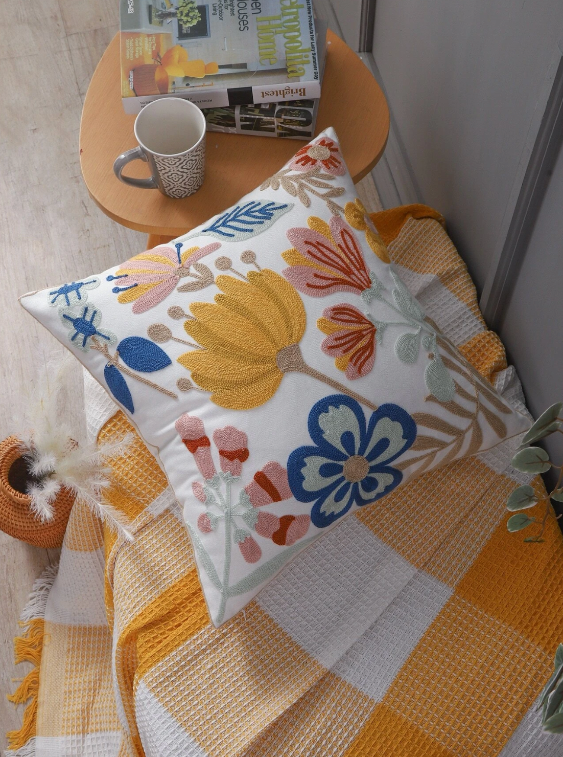 Fundas de cojines bordadas en 45x45cm y 30x50cm