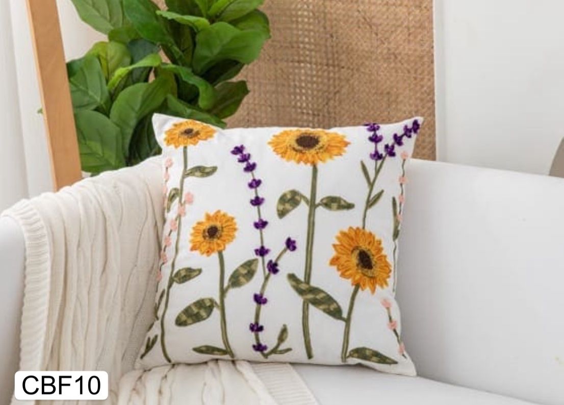 Fundas de cojines bordadas con flores