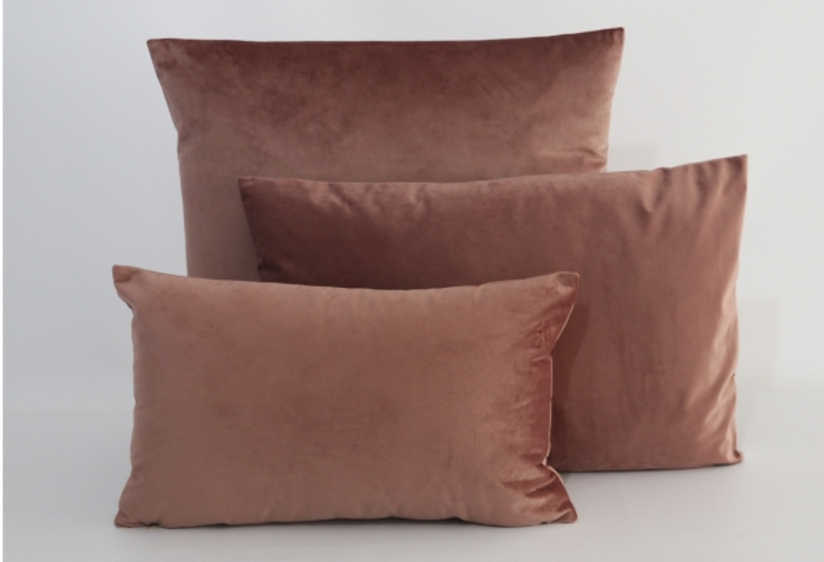 Fundas de cojines terciopelo palo rosa