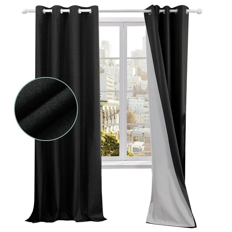 Cortinas black out engomada, negro