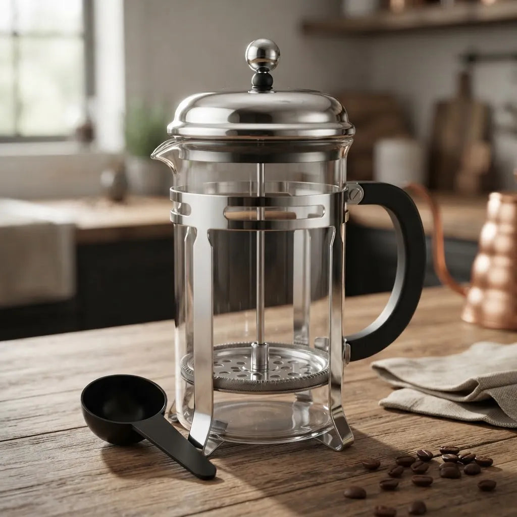 Cafetera Prensa Francesa De Vidrio 850 Ml Para Café Y Té Plateado