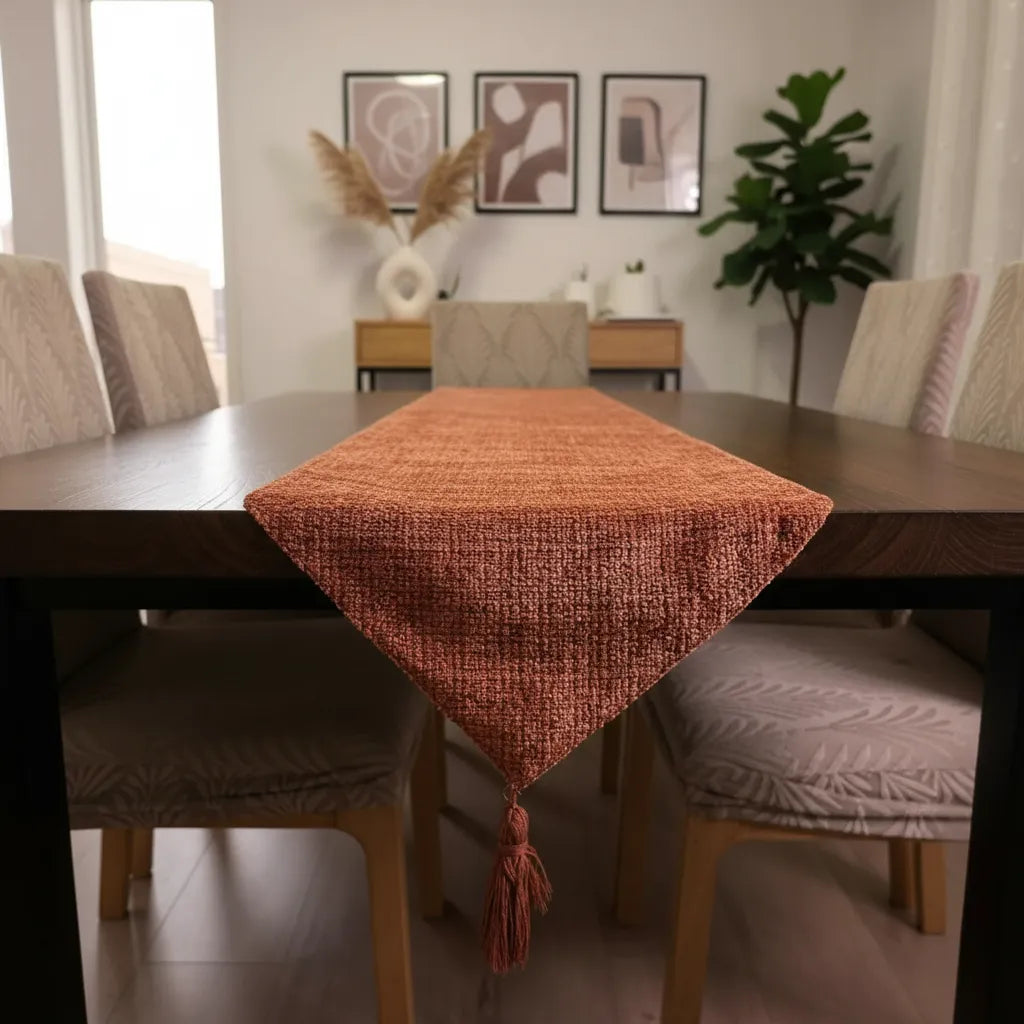 Camino De Mesa Chenille Terracota Texturizado 30 × 180cm
