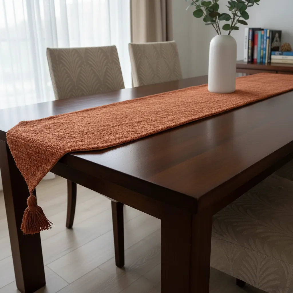 Camino De Mesa Chenille Terracota Texturizado 30 × 180cm