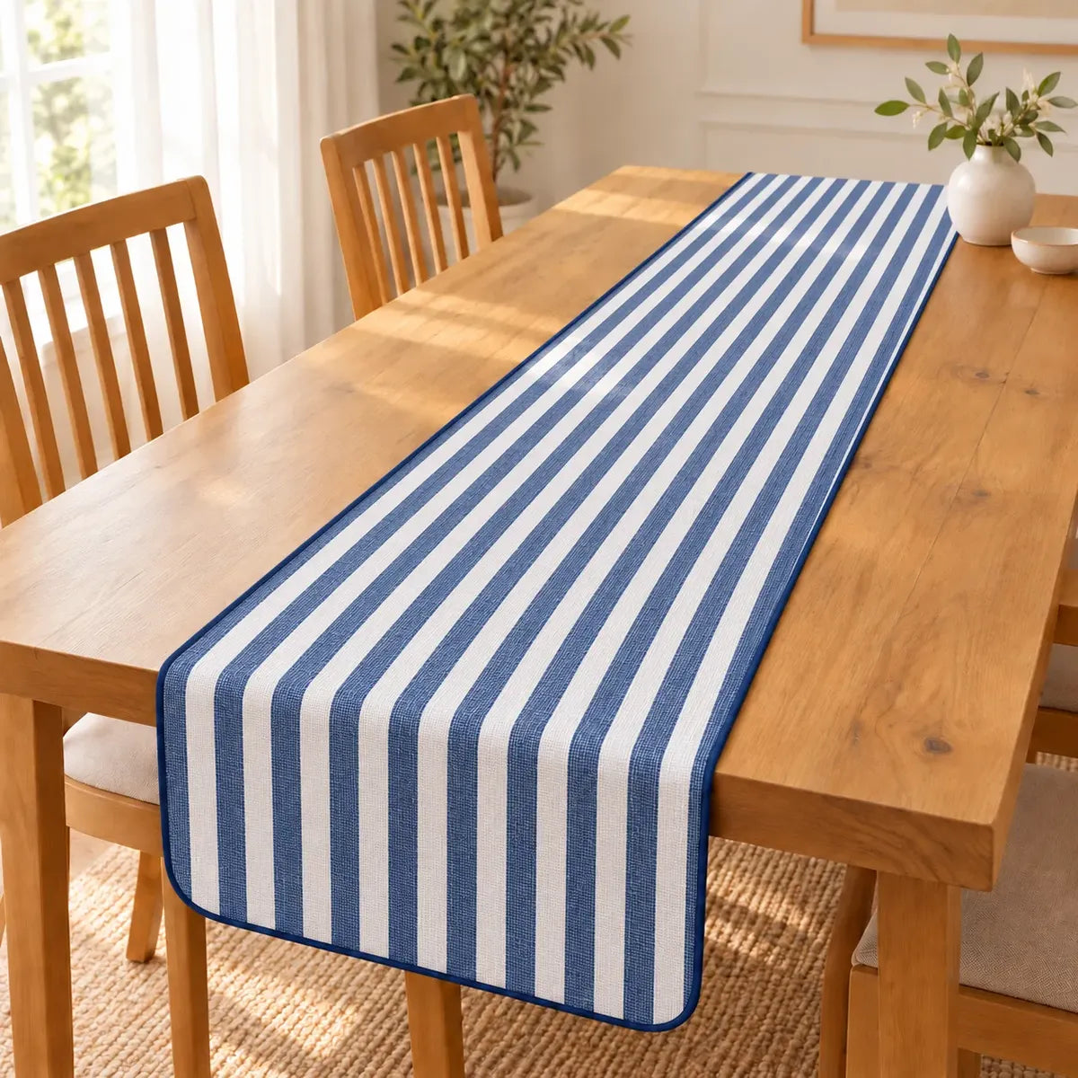 Camino de Mesa Reversible Jardín Azul · 200 × 40 cm
