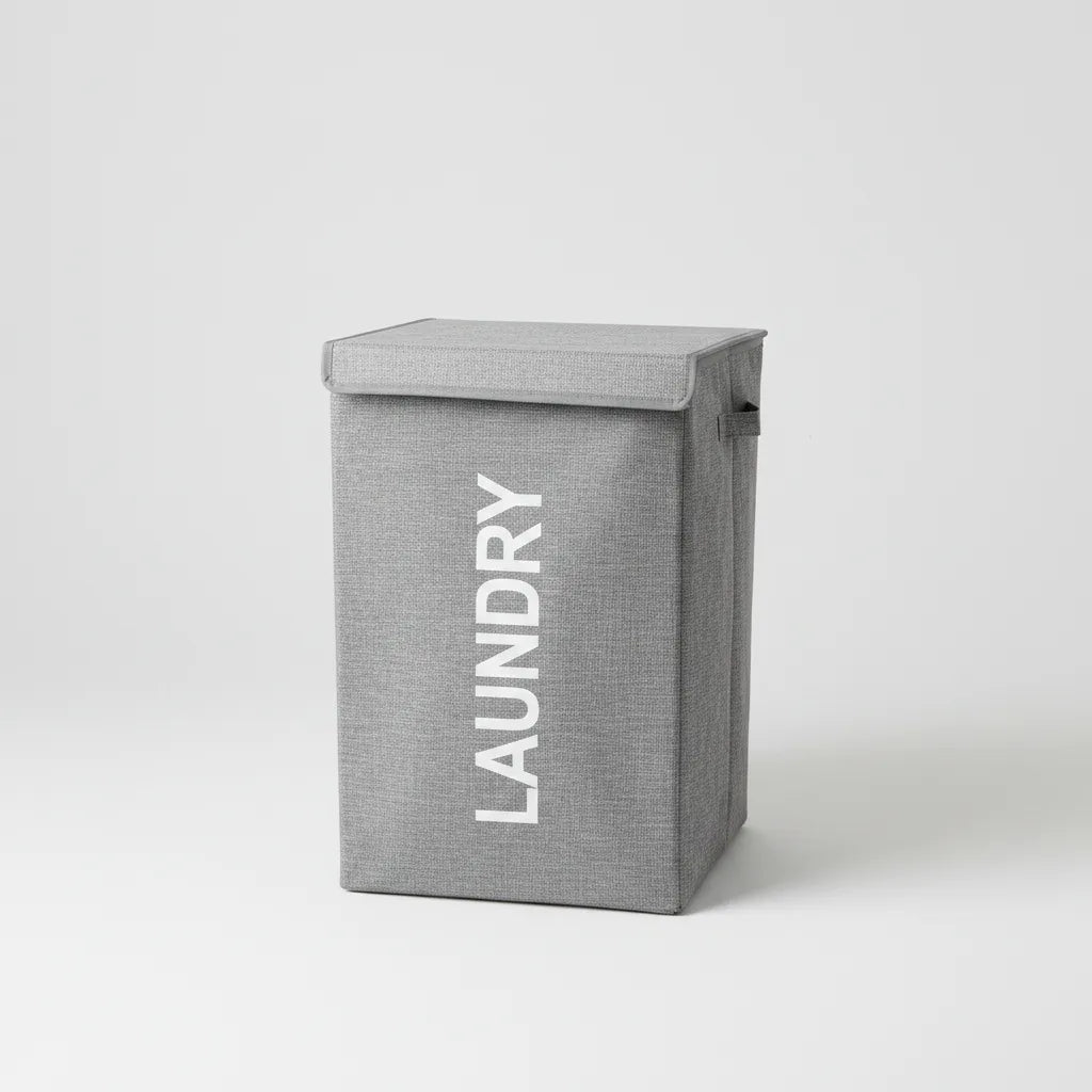 Canasto Organizador Para Ropa Laundry Gris Con Tapa
