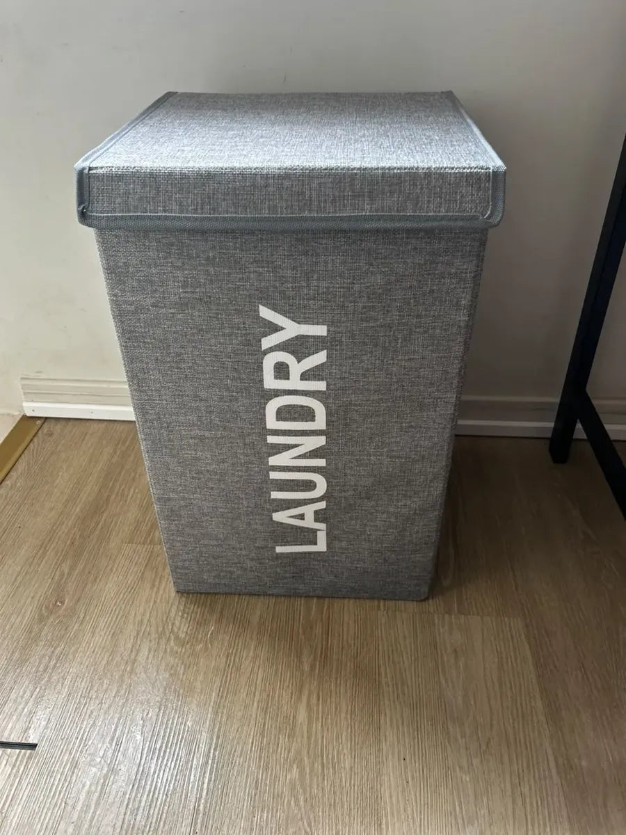 Canasto Organizador Para Ropa Laundry Gris Con Tapa