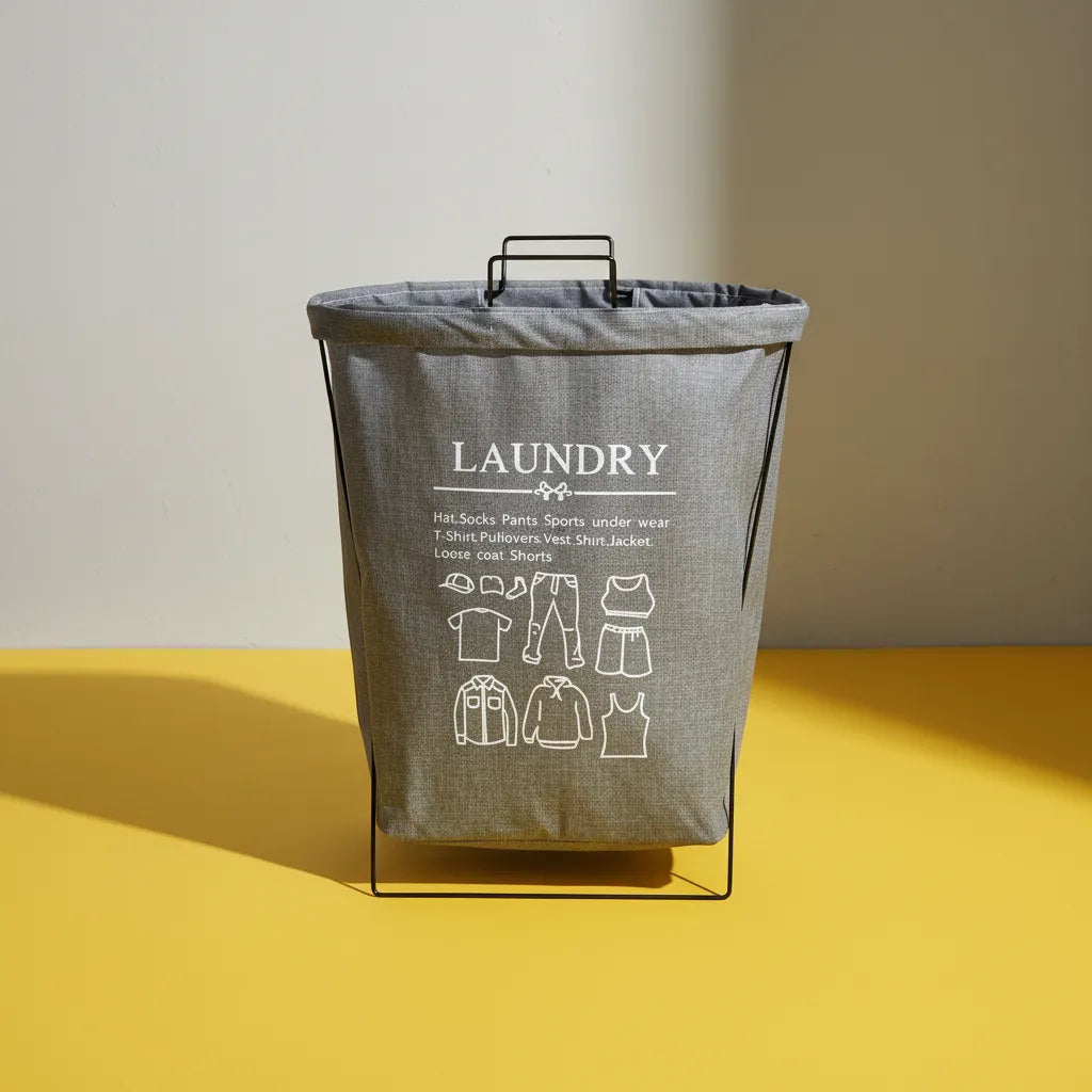 Canasto Para Ropa Laundry Gris Con Estructura Metálica