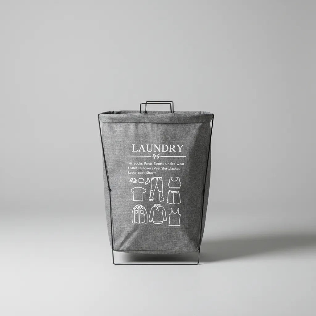 Canasto Para Ropa Laundry Gris Con Estructura Metálica