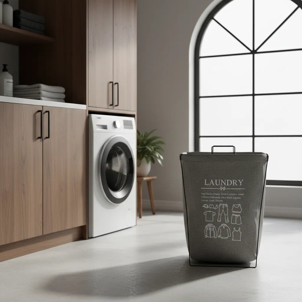 Canasto Para Ropa Laundry Gris Con Estructura Metálica