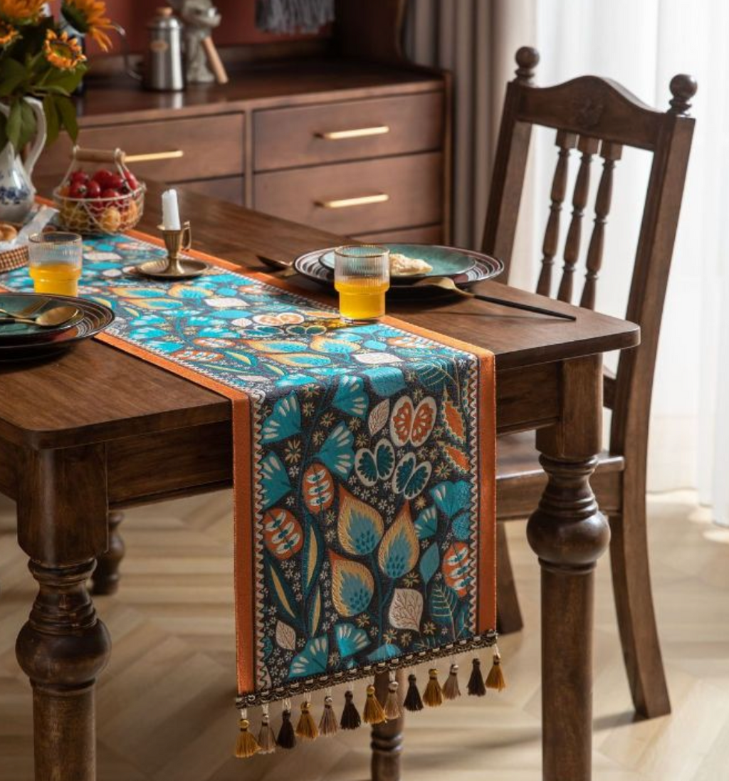 Camino de mesa de lino y algodón