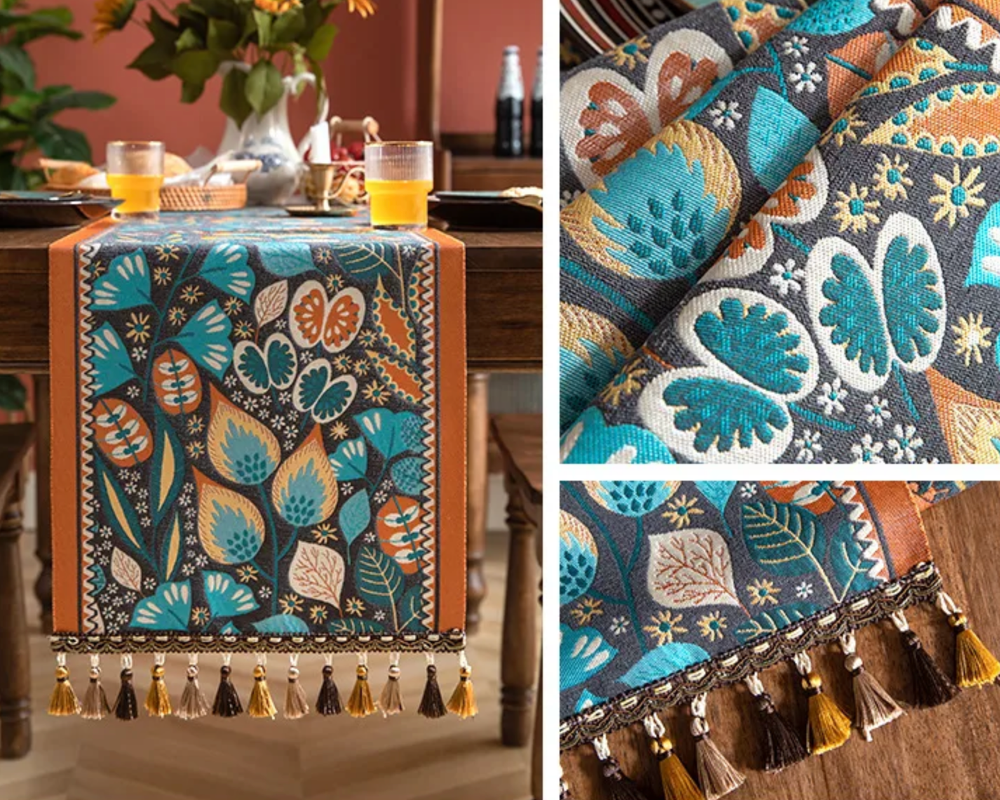 Camino de mesa de lino y algodón