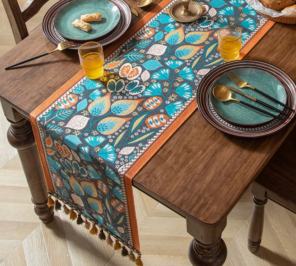 Camino de mesa de lino y algodón
