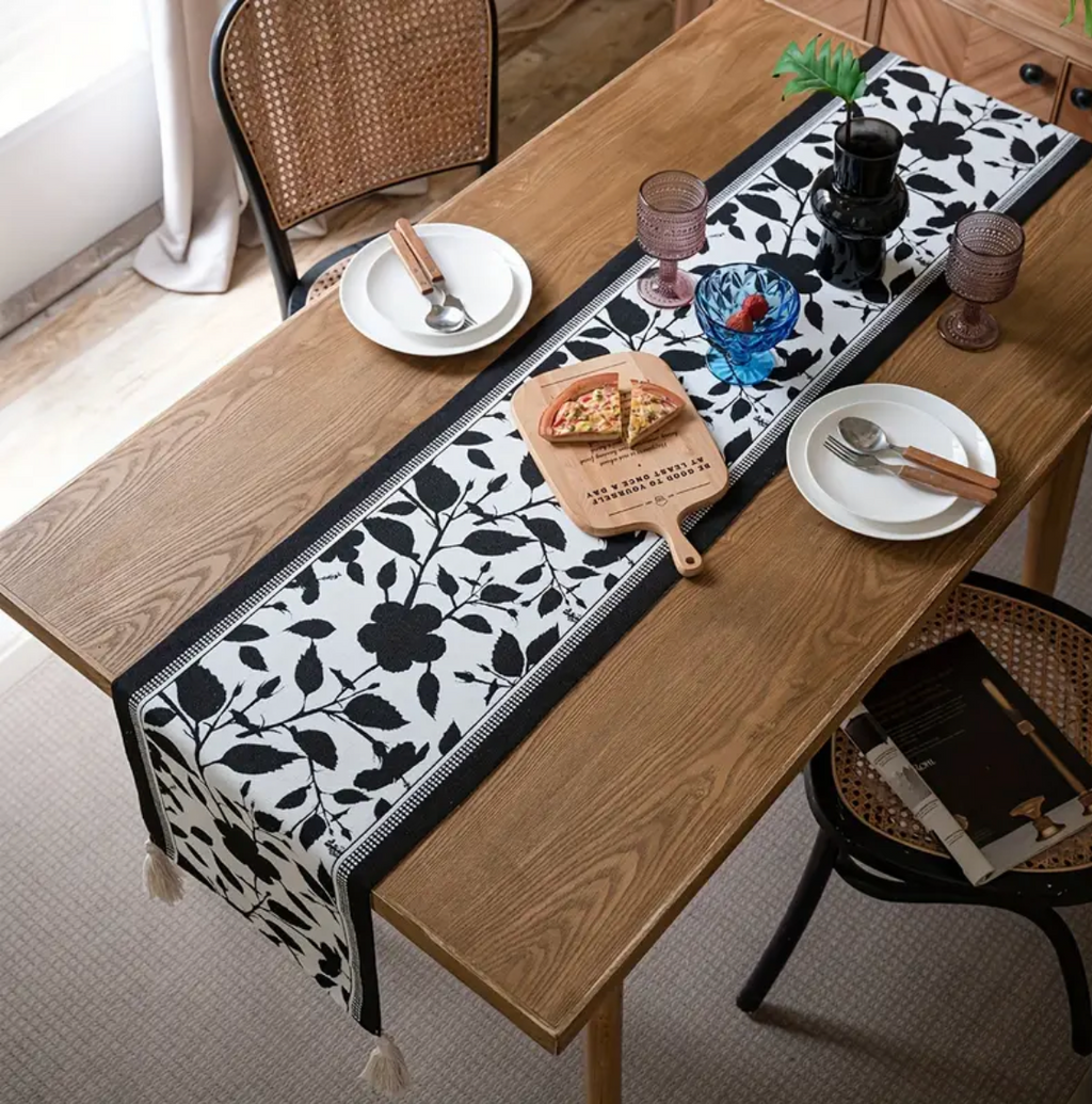 Camino de mesa de lino y algodón