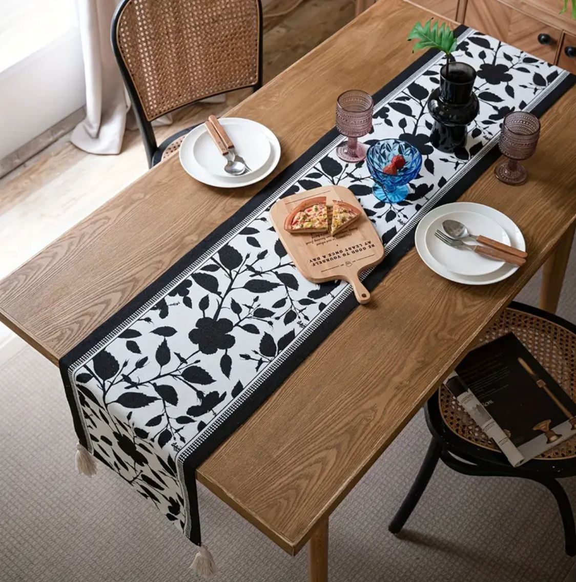 Camino de mesa de lino y algodón