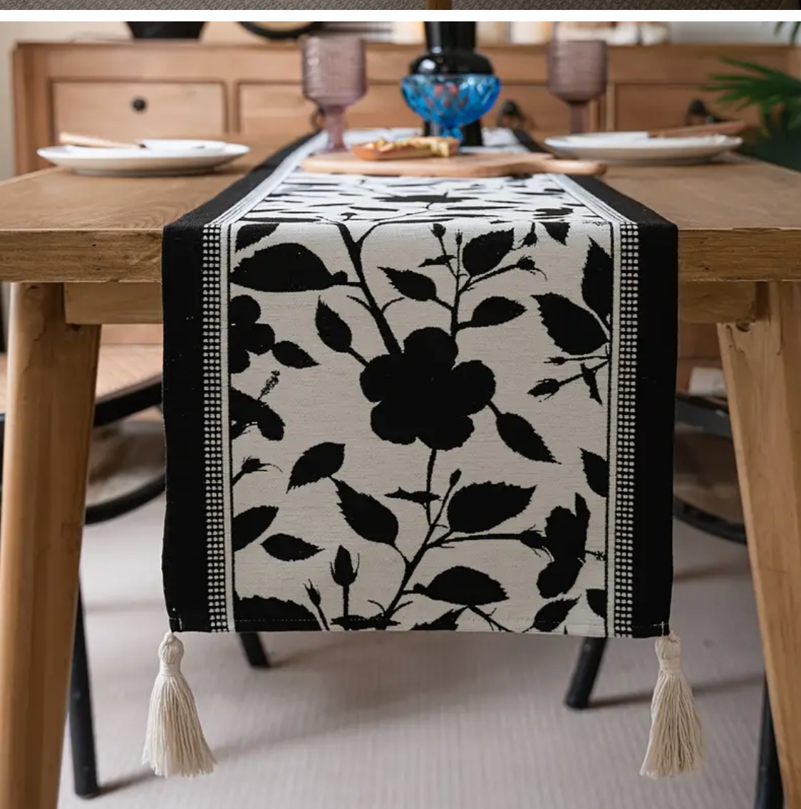 Camino de mesa de lino y algodón