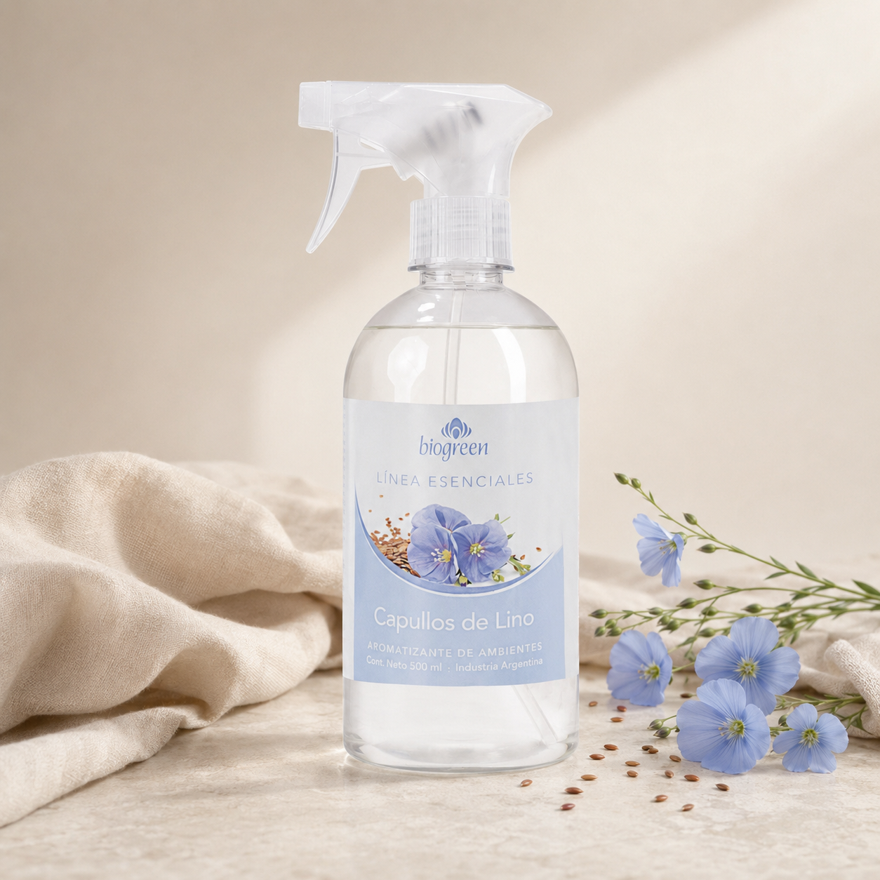 Aromatizante para Ropa y Ambientes Capullos de Lino Biogreen – 500 ml