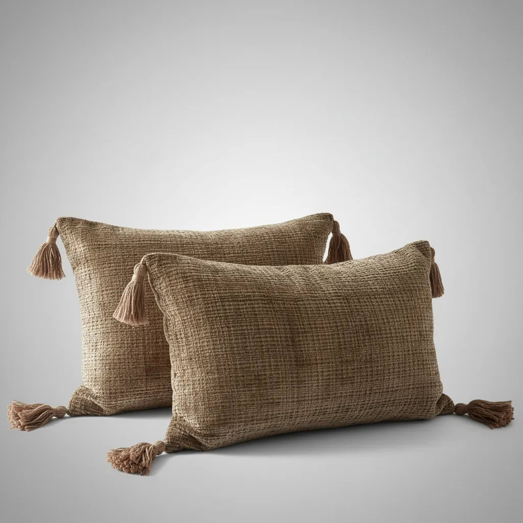 Fundas de cojines 45x45cm y 30x50 -  Chenille Moka