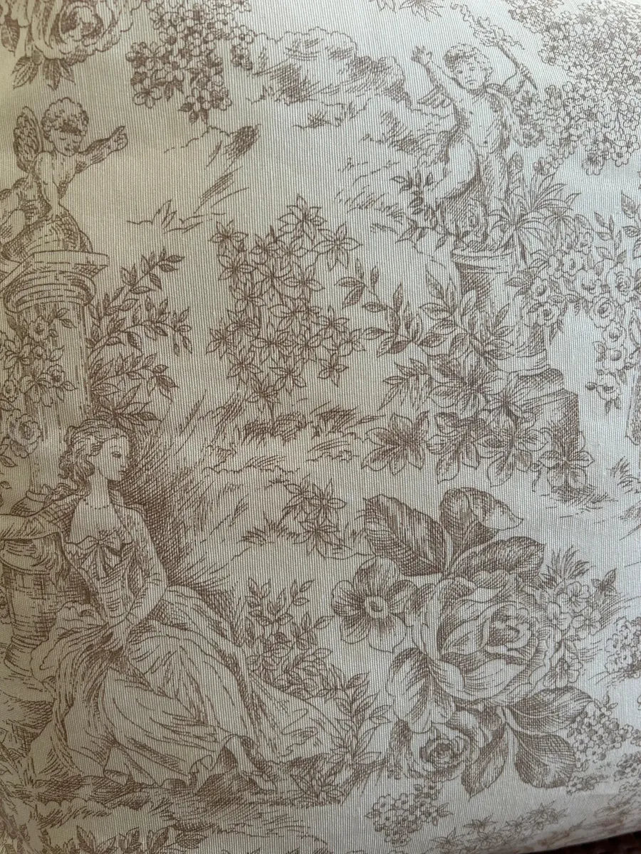 Cojín 60x60 cm Toile de Jouy “Jardín Francés Beige” | Estilo Clásico & Elegante