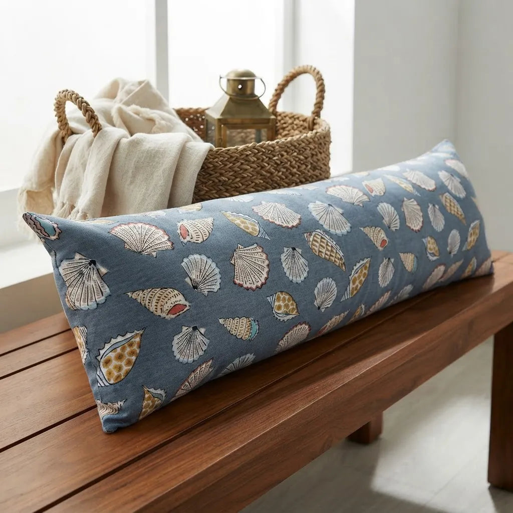 Cojín Rectangular Extra Largo 26 × 90 Cm Repelente · Conchas Del Mar