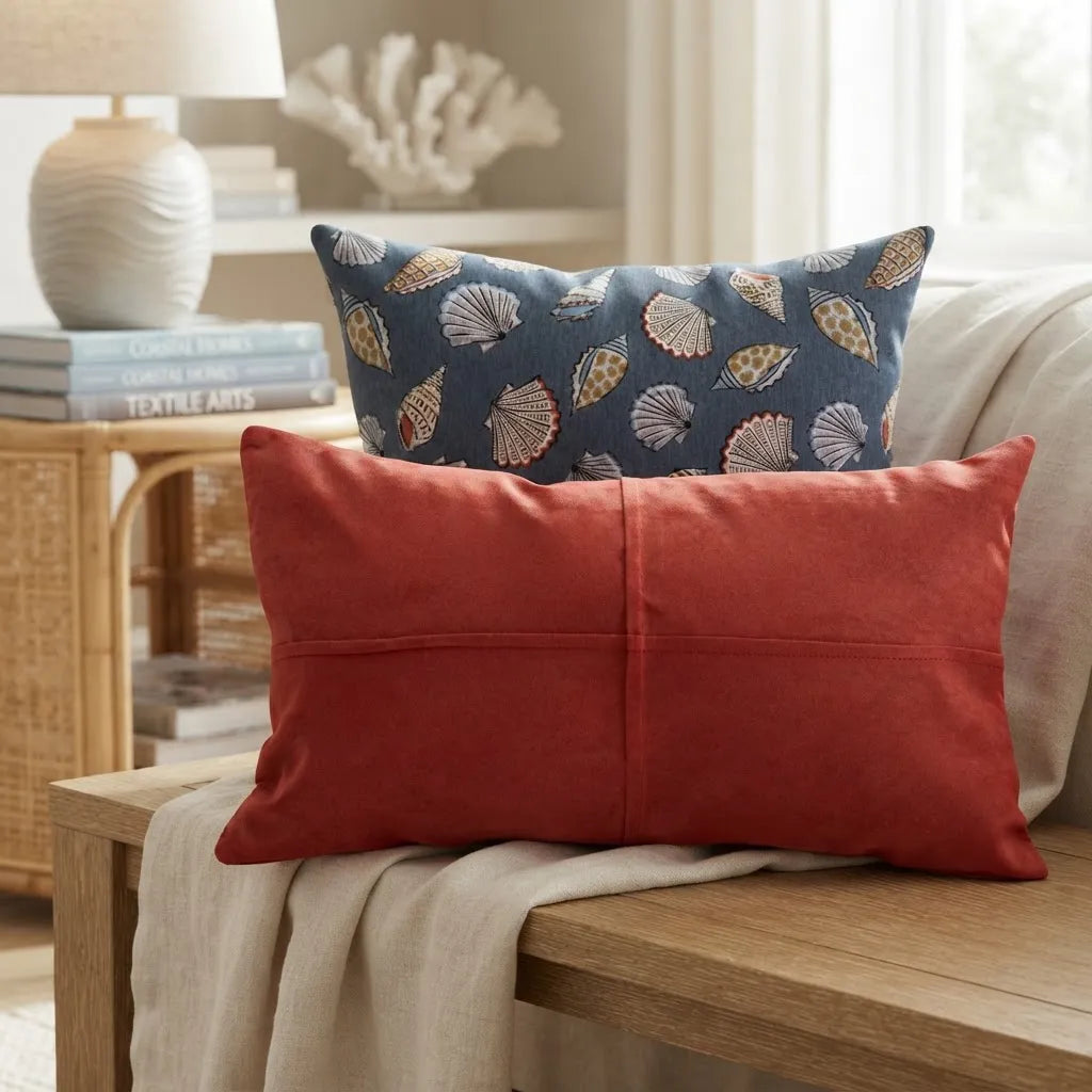 Set de 4 Cojines Decorativos · Conchas del Mar y Coral