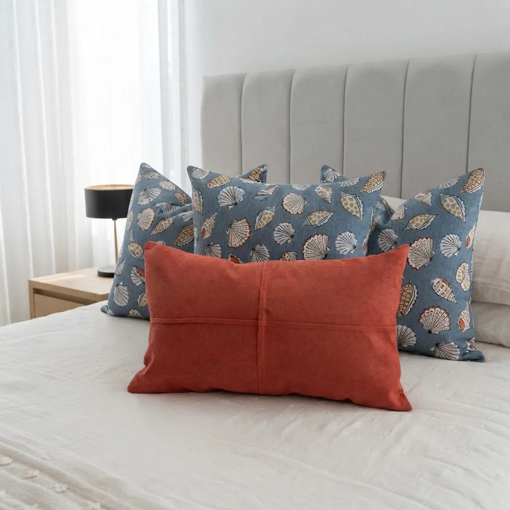 Set de 4 Cojines Decorativos · Conchas del Mar y Coral