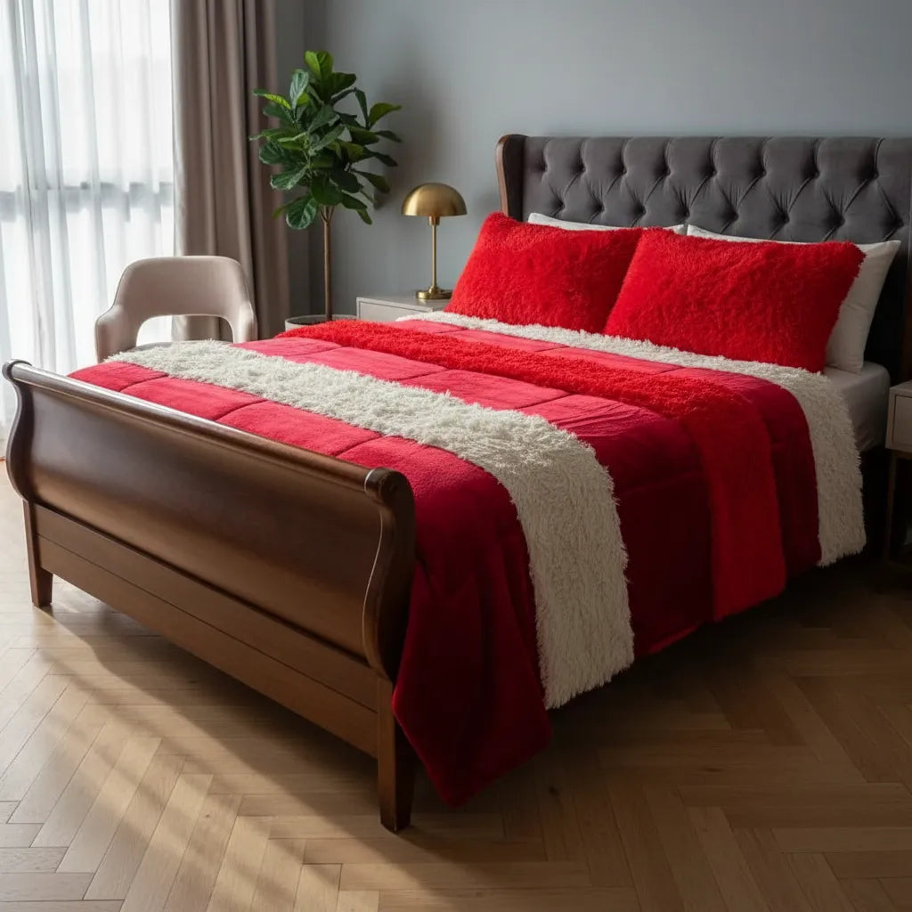 Cubrecama Combinado Polar/chiporro rojo, 2 Plazas