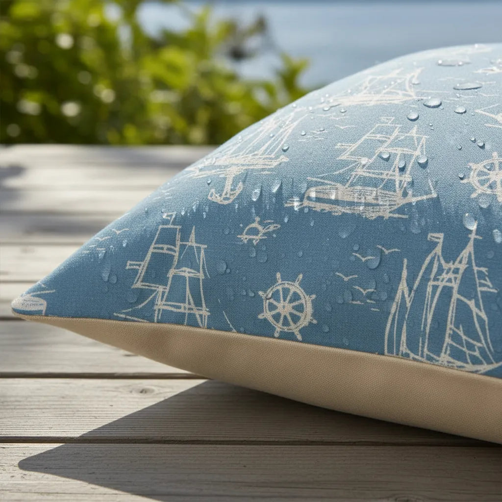 Fundas de cojines  50cmx50cm Estilo Nautico - Repelente Azul celeste
