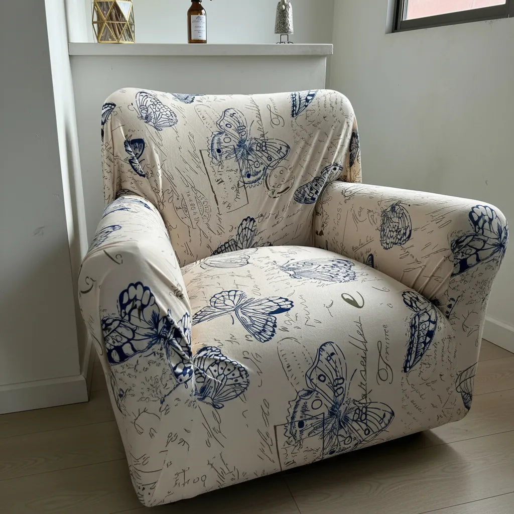 Fundas De Sofá 1 cuerpo, estampado mariposa
