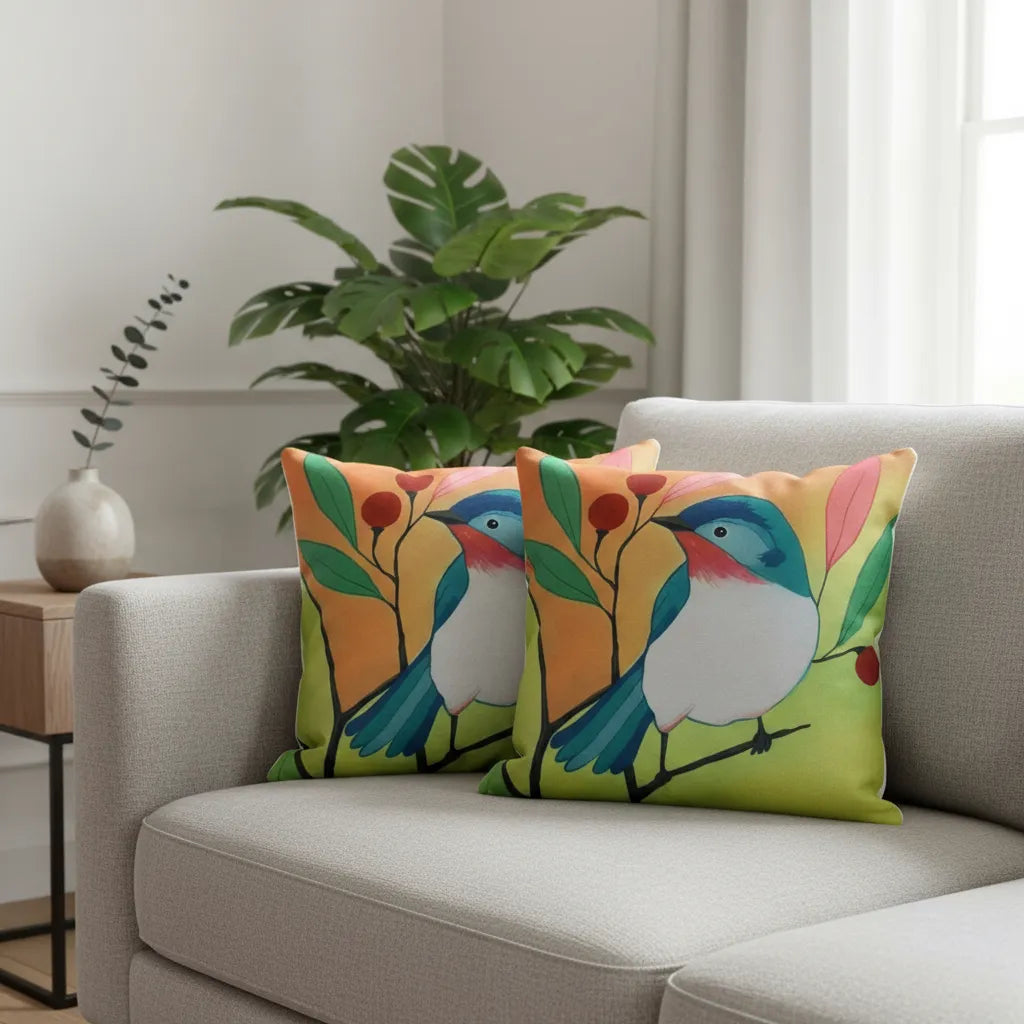 Fundas de cojines estampado, Pajarito Primavera.