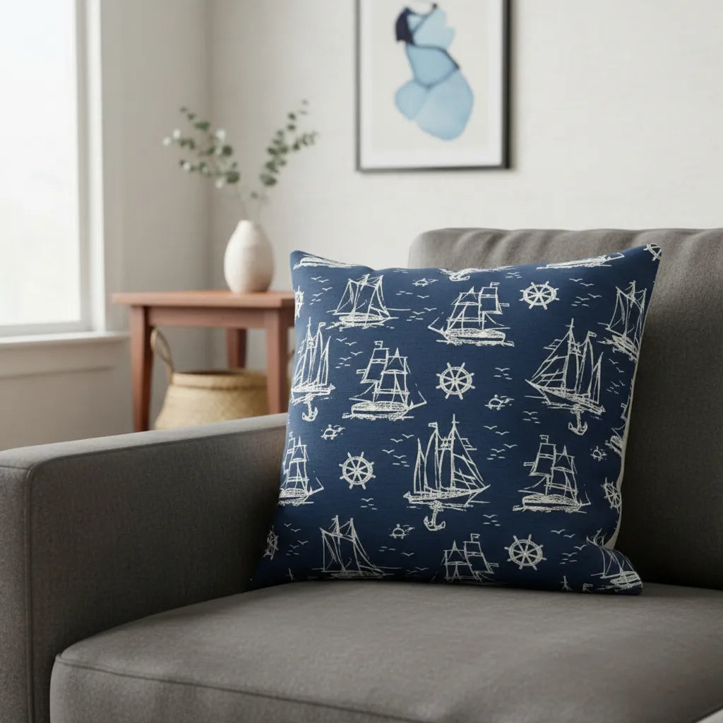 Fundas de cojines  50cmx50cm Estilo Nautico - Repelente Azul Marino
