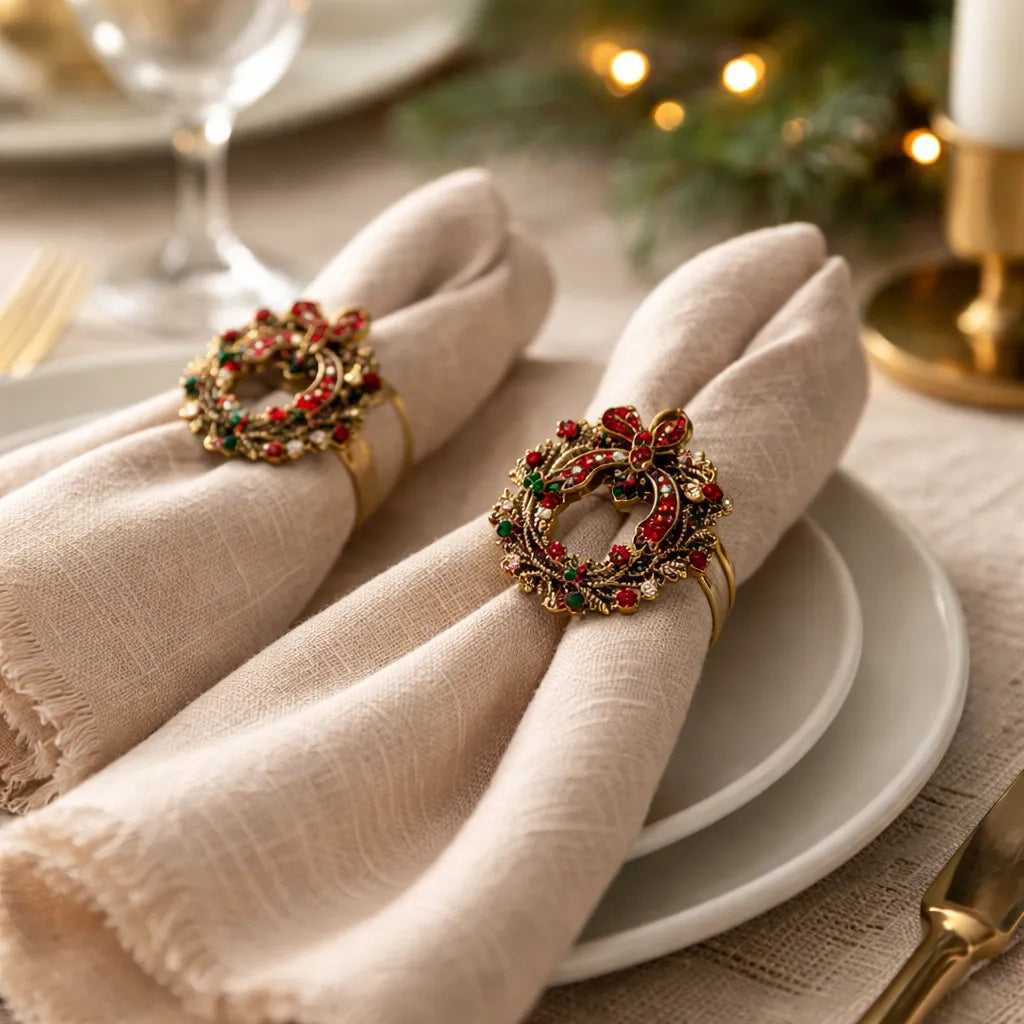 Set De 6 Anillos De Servilleta Navideños · Corona