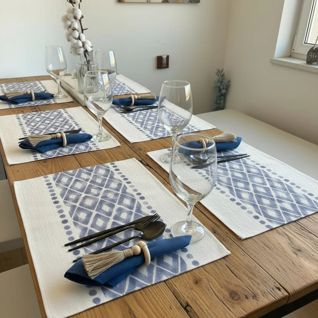 Individuales tejidos azul