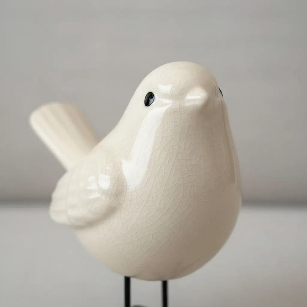 Set 3 Pajaritos De Cerámica Blanco - Chismosas