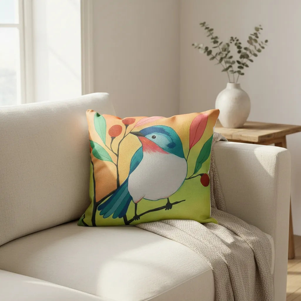 Fundas de cojines estampado, Pajarito Primavera.