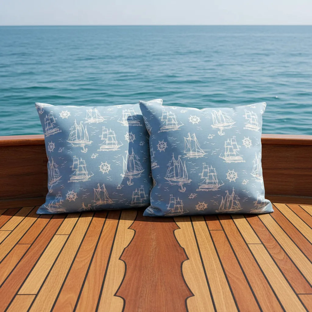 Fundas de cojines  50cmx50cm Estilo Nautico - Repelente Azul celeste