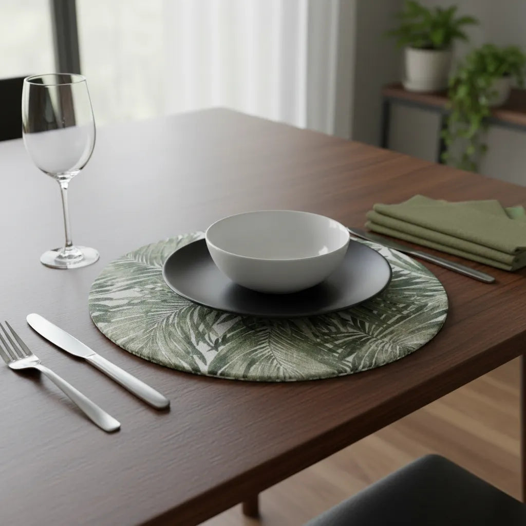 Set de 6 Individuales Redondos Antimanchas “Tropical Chic”