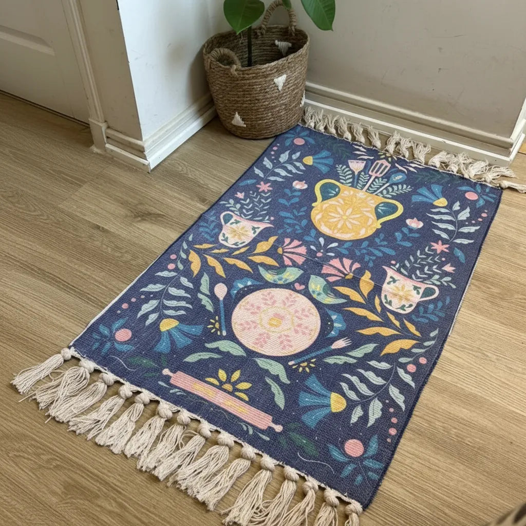 Alfombras Kilim 90 cm x 60 cm, diseño macetero floral