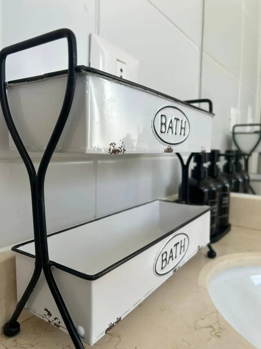 Organizador de Baño 2 Niveles Bath | Repisa Decorativa Blanca