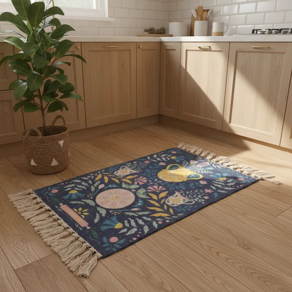 Alfombras Kilim 90 cm x 60 cm, diseño macetero floral